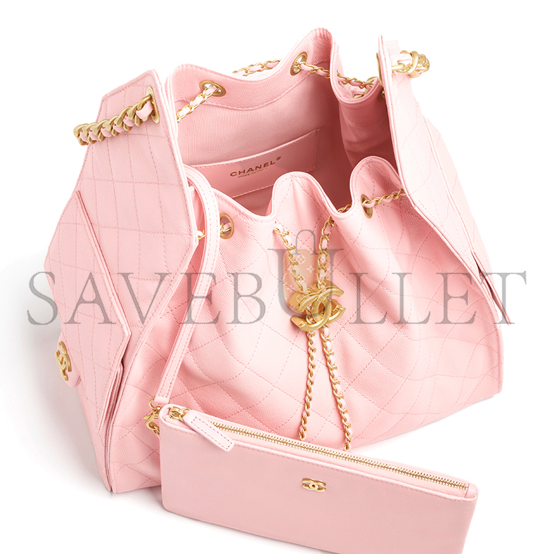 CHANEL 25 MEDIUM HANDBAG GRAINED CALFSKIN & GOLD-TONE METAL LIGHT PINK AS5311 (40*30*15cm)